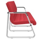 Ver imagem 2 de Cadeira Longarina 3 Lugares Recepção com Braço Pés Cromado Lev P03 Crepe Vermelho - Lyam Decor