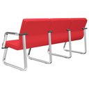 Ver imagem 5 de Cadeira Longarina 3 Lugares Recepção com Braço Pés Cromado Lev P03 Crepe Vermelho - Lyam Decor