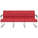 Ver imagem 1 de Cadeira Longarina 3 Lugares Recepção com Braço Pés Cromado Lev P03 Crepe Vermelho - Lyam Decor