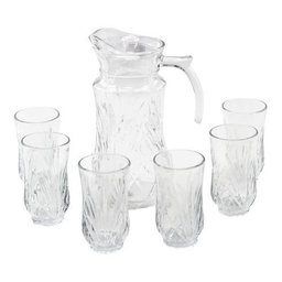 Jarra De Vidro Com 6 Copos Tampa Água Suco 1800ml - 1