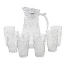 Ver imagem 1 de Jarra De Vidro Com 6 Copos Tampa Água Suco 1800ml