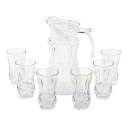 Jarra De Vidro Com 6 Copos Tampa Água Suco 1800ml - 1