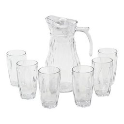 Jarra De Vidro Com 6 Copos Tampa Água Suco 1800ml - 1