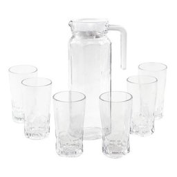 Jarra De Vidro Com 6 Copos Tampa Água Suco 1800ml - 1