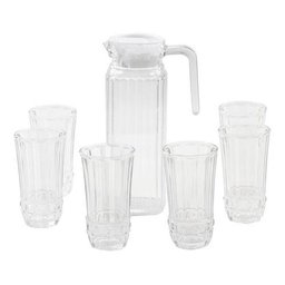 Jarra De Vidro Com 6 Copos Tampa Água 1800ml Suco - 1