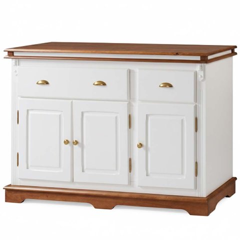 Balcão Manchester 3 Portas 2 Gavetas 89 X 132 X 45 Cm (a X L X P) - Cor Branco/imbuia Glazer