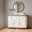 Ver imagem 3 de Balcão Manchester 3 Portas 2 Gavetas 89 X 132 X 45 Cm (a X L X P) - Cor Branco/imbuia Glazer