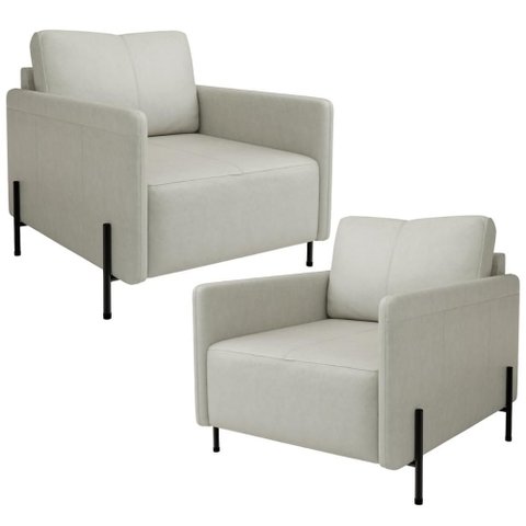 Kit 2 Poltronas Decorativa para Sala Living Pés Industrial Domani L06 Veludo Gelo - Lyam Decor