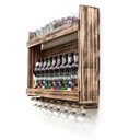 Ver imagem 5 de Adega Barzinho de Madeira Maciça para 10 Garrafas com Porta Rolhas e Porta Taças - Rústica