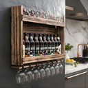 Ver imagem 6 de Adega Barzinho de Madeira Maciça para 10 Garrafas com Porta Rolhas e Porta Taças - Rústica