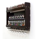 Ver imagem 5 de Barzinho Adega de Madeira Maciça para 10 Garrafas com Porta Tampinhas e Taças - Nogueira