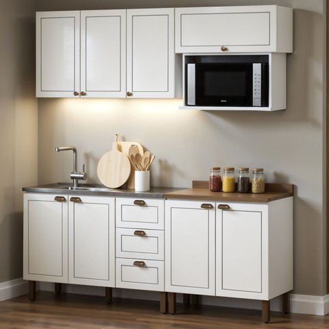 Cozinha Compacta Modulada com Nicho Microondas sem Tampo 2m 5 Peças Friz Genialflex