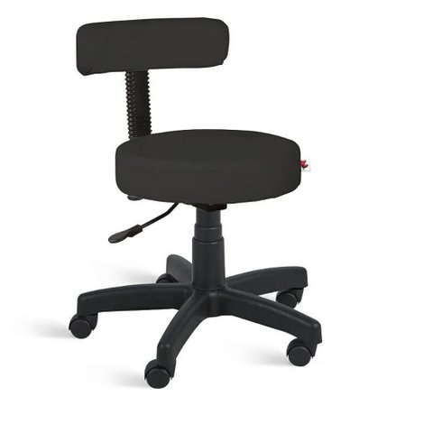 Cadeira Mocho Giratória Couro Ecológico - Preto