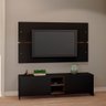 Conjunto Rack e Painel de TV 160cm Preto Madeirado - 1