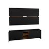 Conjunto Rack e Painel de TV 160cm Preto Madeirado - 4