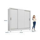 Ver imagem 4 de Guarda Roupa Solteiro 3 Portas de Correr e 2 Gavetas Roma Branco