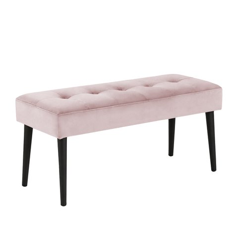 Banco Estofado Theo 1,40m Suede Rosa Bebe - Inova Decor Inova Decorações