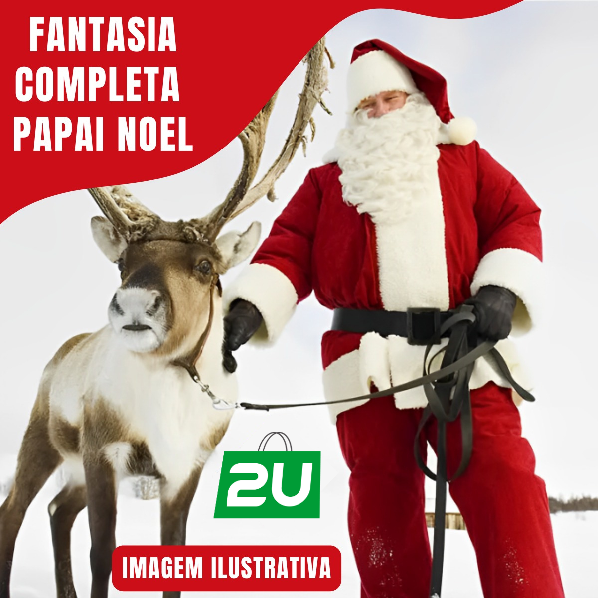 Roupa Papai Noel Feltro Tamanho Único Fantasia Natal - 5