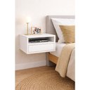 Ver imagem 1 de Mesa de Cabeceira Suspensa 40cm com Gaveta e Nicho MDF 15mm Branco Mesa de Cabeceira Já Montada Luxo
