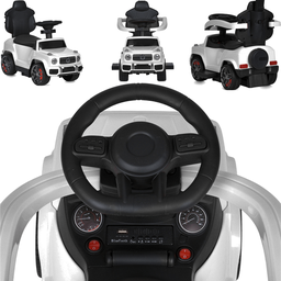 Carrinho Eletrico com Empurrador Bandeirante Jipe 4 em 1 6v Branco - 3