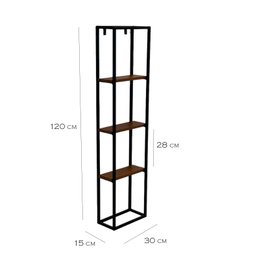 Prateleira Decorativa de Parede Ferro e Madeira Metalon Design Decoração Multiuso - 4