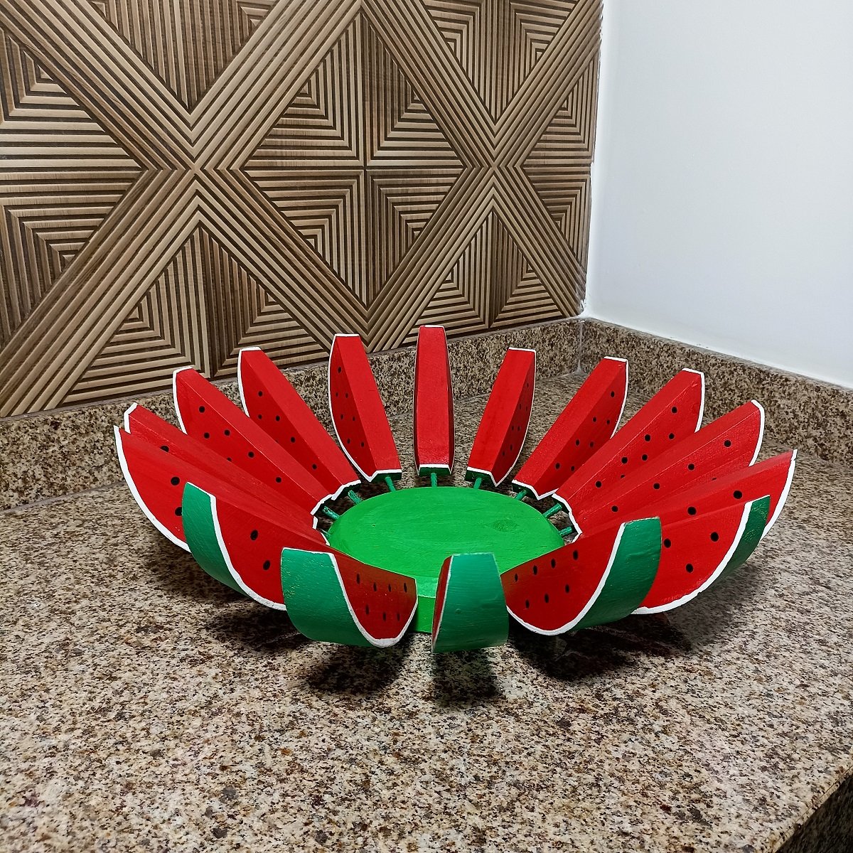 Fruteira de mesa rústica em formato de melancia artesanato super resistente para casas, sitios, pous - 7