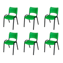 Ver imagem 2 de Kit 6 Cadeiras Iso Fixa Empilhável Escola Igreja Salão:verde