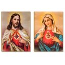 Ver imagem 1 de Kit 2 Placas MDF Pintura Sacra Clássica Jesus e Maria FE7