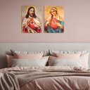 Ver imagem 2 de Kit 2 Placas MDF Pintura Sacra Clássica Jesus e Maria FE7