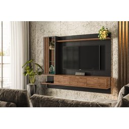 Painel Leblon (preto/madero Canela) - Lukaliam Móveis - 1