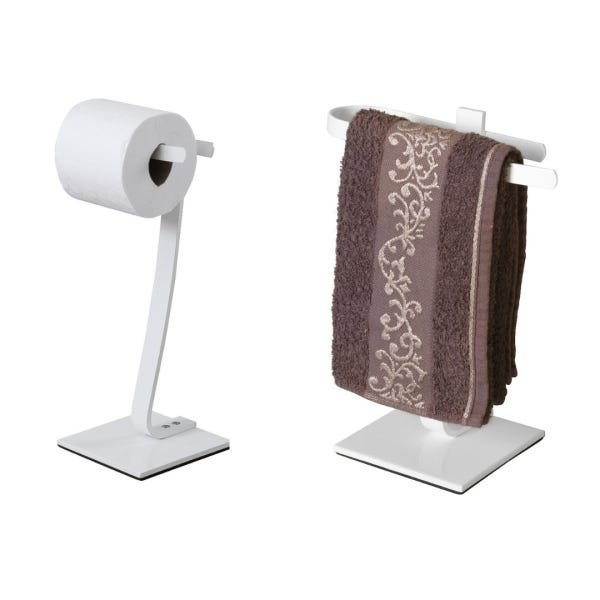 Toalheiro De Bancada E Porta Papel Higiênico De Chão Branco - 1