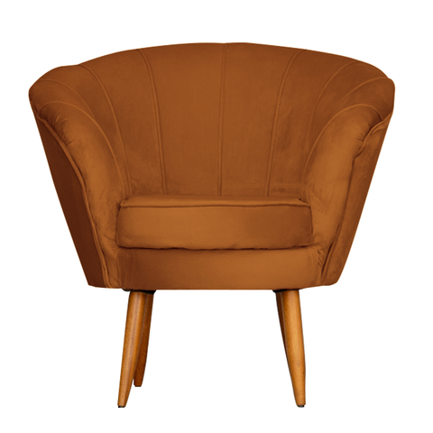 Poltrona Cadeira Decorativa Pétala - Veludo Cobre