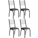 Ver imagem 1 de Kit 4 Cadeiras Aço Carbono Tubular Metálica Acabamento D-25 Luana Preto/platina