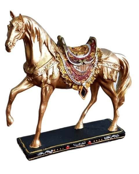 Cavalo Dourado Estatueta Decoração