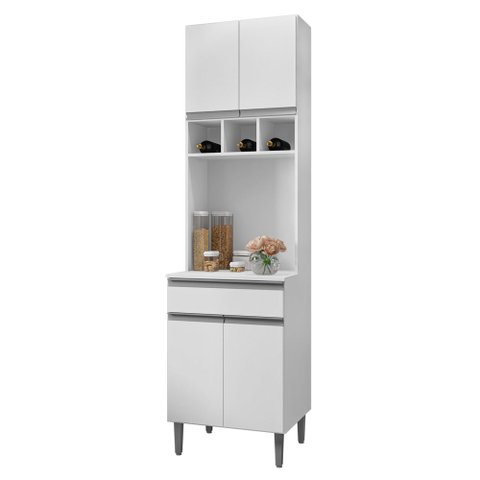 Paneleiro Torre Quente Armário de Cozinha Andréia 04 Portas Branco - Desk Design