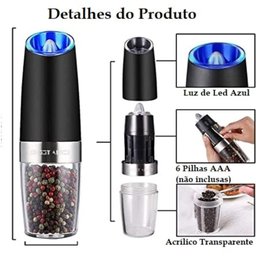 Moedor de Sal ou Pimenta com Sensor Gravidade Elétrico - 7