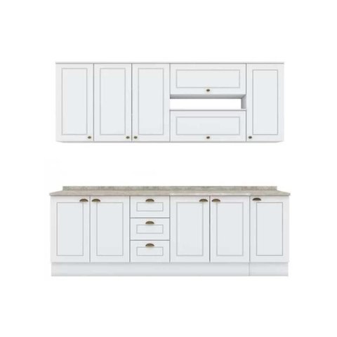 Cozinha Completa 10 Peças Americana 4 Aéreos 3balcões 3 Complementos C5p31 Branco