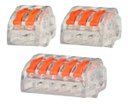 Ver imagem 1 de 60 X Conector Tipo Wago 222 Borne Emenda Fios 2, 3 e 5 Vias