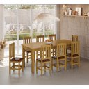 Ver imagem 1 de Conjunto Mesa de Madeira Mel 200x88 + 8 Cadeiras Estofadas Sfa