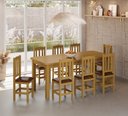 Ver imagem 1 de Conjunto Mesa de Madeira Mel 200x88 + 8 Cadeiras Estofadas Sfa