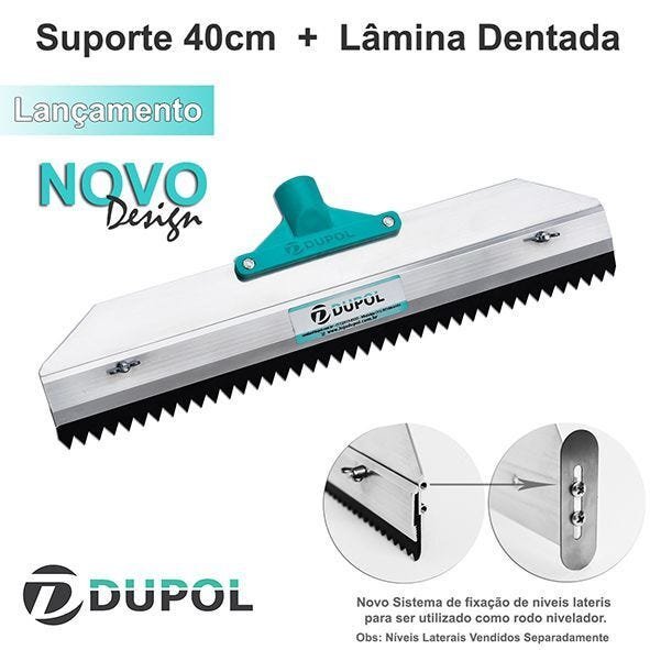 Rodo Dentado 40cm Alumínio Reforçado + Lâmina Dentada 40 cm - Aço - PT5 (PARA ATINGIR APROX. 5MM)