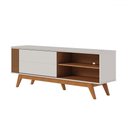 Ver imagem 2 de Rack para Tv até 60 Polegadas Gillies 1 Porta Ripado Off White Matte/freijó - Pnr Móveis