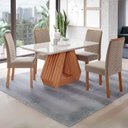 Ver imagem 2 de Sala de Jantar 130x80cm Tampo Mdf/vidro 4 Cadeira Cimol Agata Cimol Cinamomo/off/mad/joli