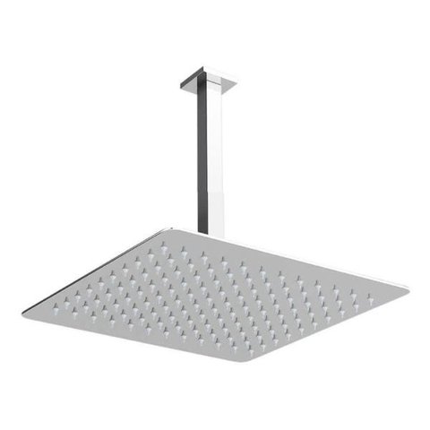 Ducha Chuveiro Slim Quadrado Metal 25x25cm Com Braço De Teto