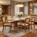 Ver imagem 1 de Mesa Jantar para 6 Lugares Pés Madeira Maciça Pérola - 160x90 - Tampo Mdf/vidro - Mel/off White