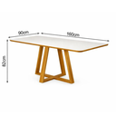 Ver imagem 5 de Mesa Jantar para 6 Lugares Pés Madeira Maciça Pérola - 160x90 - Tampo Mdf/vidro - Mel/off White