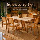 Ver mais imagens de Mesa Jantar para 6 Lugares Pés Madeira Maciça Pérola - 160x90 - Tampo MDF/Vidro - Mel/Off White