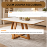 Mesa Jantar para 6 Lugares Pés Madeira Maciça Pérola - 160x90 - Tampo Mdf/vidro - Mel/off White - 3