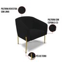 Ver imagem 5 de Cadeira Sala de Jantar Pé de Ferro Dourado Kit 2 Stella Linho D03 - D'Rossi Cor Preto