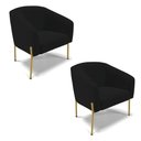 Ver imagem 1 de Cadeira Sala de Jantar Pé de Ferro Dourado Kit 2 Stella Linho D03 - D'Rossi Cor Preto